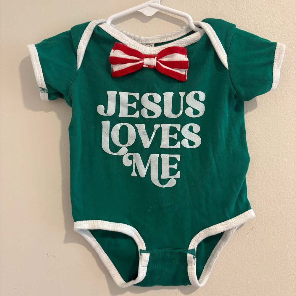 Bowtie Jesus Loves Me Onesie